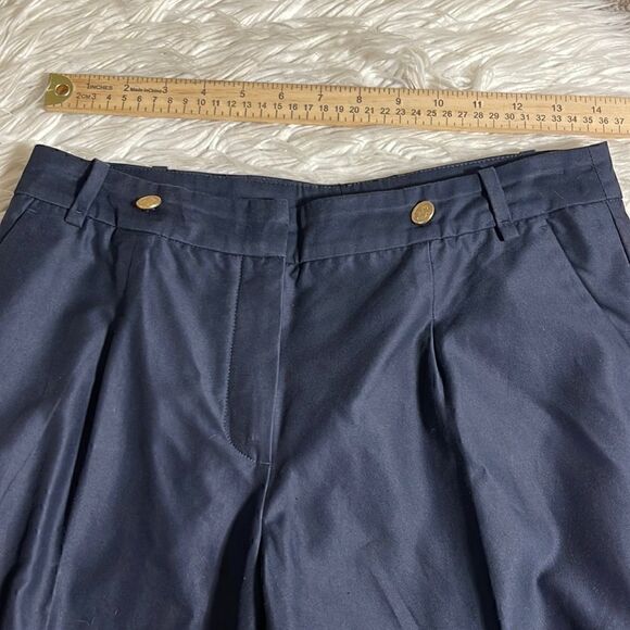 Massimo Dutti trouser Womens Size 28 gold Crest buttons Navy Denim Pants office - Picture 7 of 11